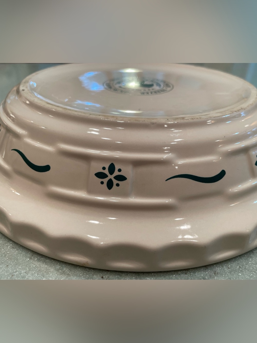 Longaberger Pottery Pie Plate Green Heritage 10” Made in USA